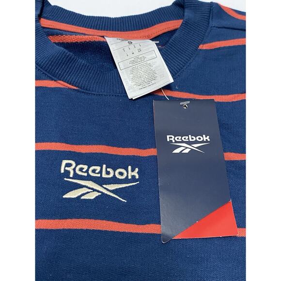 Reebok Sweatshirt Men's Navy/Orange Size Small Pullover Long Sleeve Crew Neck - Picture 2 of 8